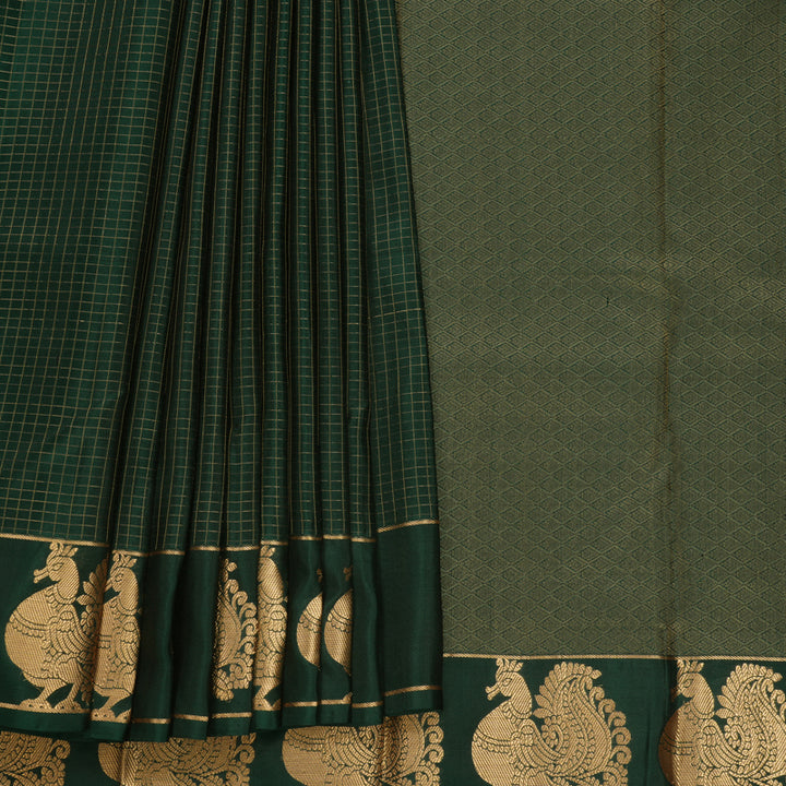 Hayagrivas Handloom Bottle Green Kanjivaram Silk Saree KBF705G2-2