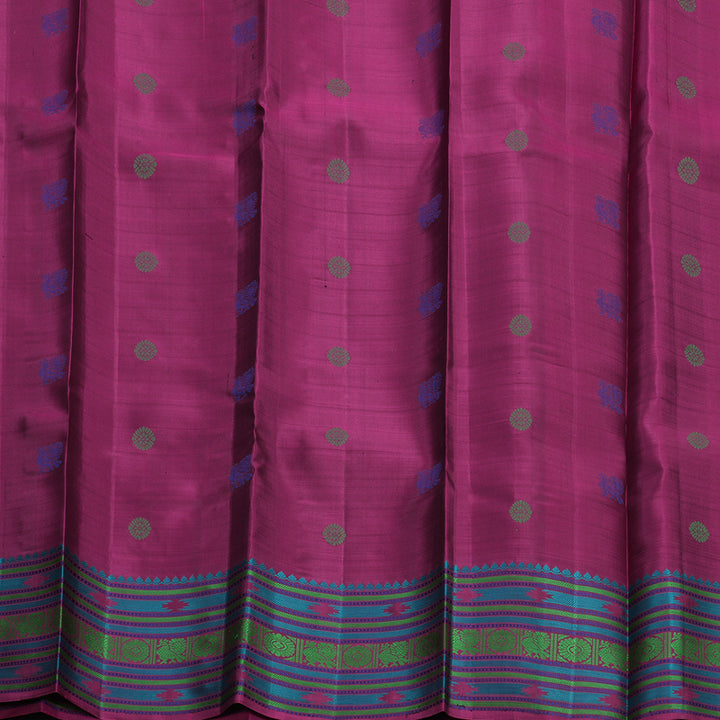 Hayagrivas Handloom Rust Orange Kanjivaram Silk Saree with Purple Border KBF706G1-2