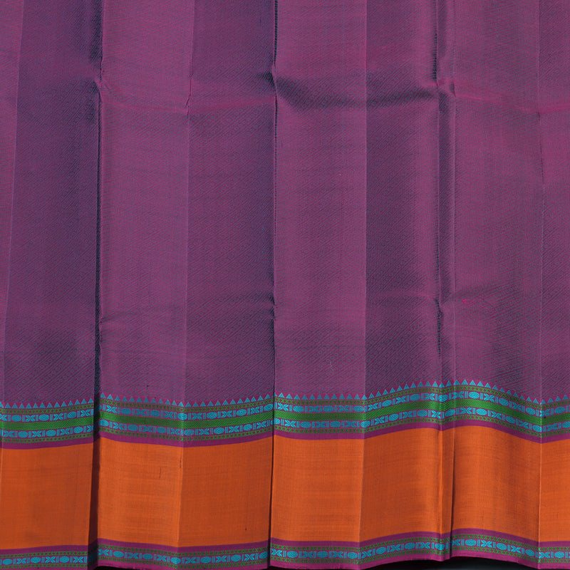Hayagrivas Handloom Peacock Blue Kanjivaram Silk Saree with Orange Border KBF706G14-2