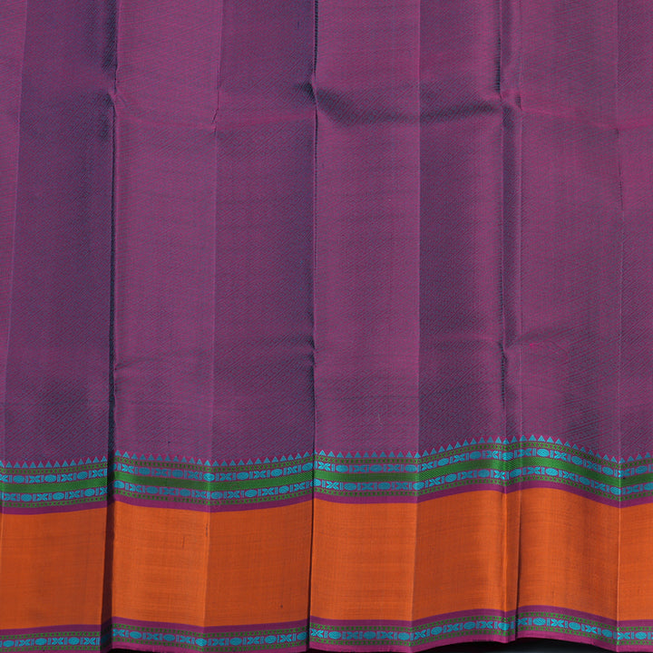 Hayagrivas Handloom Peacock Blue Kanjivaram Silk Saree with Orange Border KBF706G14-2