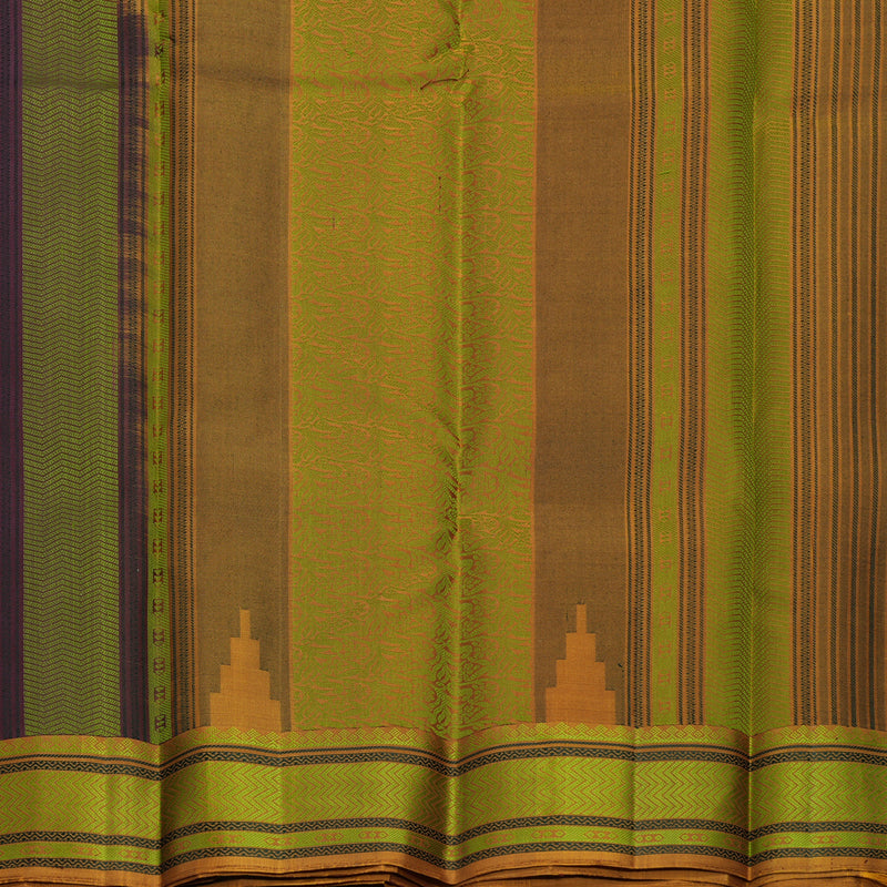 Hayagrivas Handloom Burgundy Kanjivaram Silk Saree with Honey Mustard Border KBF706G15-1