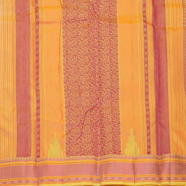 Hayagrivas Handloom Sandal Kanjivaram Silk Saree with Yellow Border KBF706G15-5