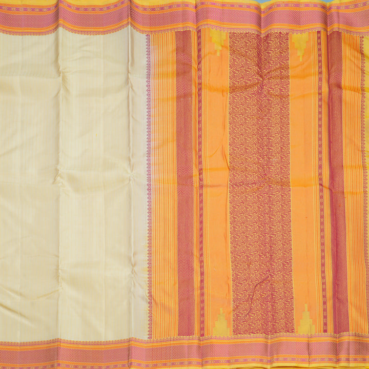 Hayagrivas Handloom Sandal Kanjivaram Silk Saree with Yellow Border KBF706G15-5