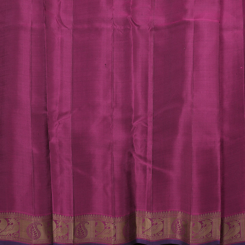 Hayagrivas Handloom Olive Green Kanjivaram Silk Saree with Purple Border KBF706G16-3