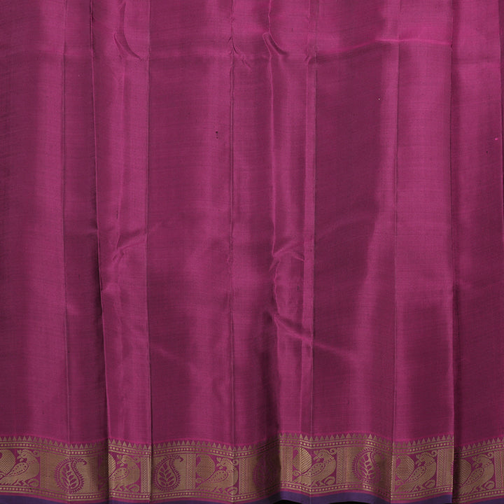 Hayagrivas Handloom Olive Green Kanjivaram Silk Saree with Purple Border KBF706G16-3