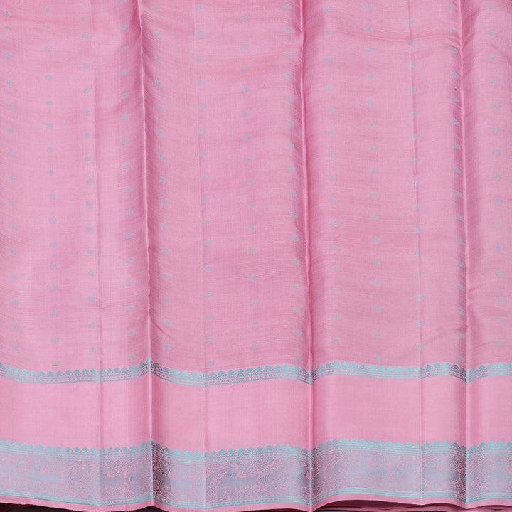 Hayagrivas Handloom Lavender Kanjivaram Silk Saree with Baby Pink Border KBF706G19-5