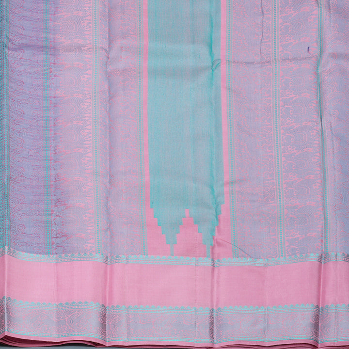 Hayagrivas Handloom Lavender Kanjivaram Silk Saree with Baby Pink Border KBF706G19-5