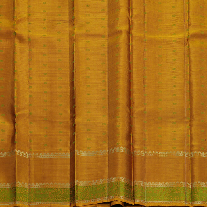 Hayagrivas Handloom Burgundy Kanjivaram Silk Saree with Golden Mustard Border KBF706G19-7