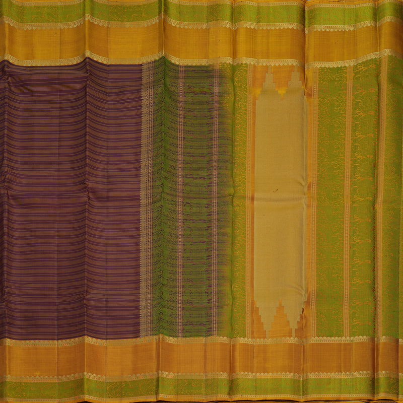Hayagrivas Handloom Burgundy Kanjivaram Silk Saree with Golden Mustard Border KBF706G19-7