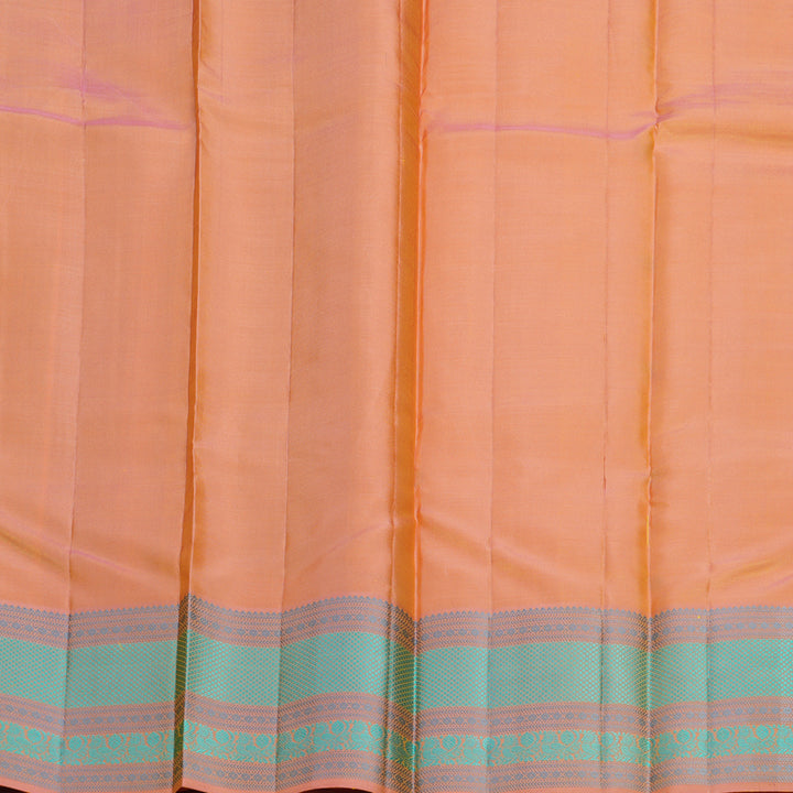 Hayagrivas Handloom Lemon Yellow Kanjivaram Silk Saree with Peach Border KBF706G23-10