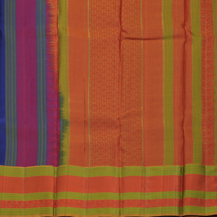 Hayagrivas Handloom Dark Blue Kanjivaram Silk Saree with Honey Shade Border KBF706G23-6
