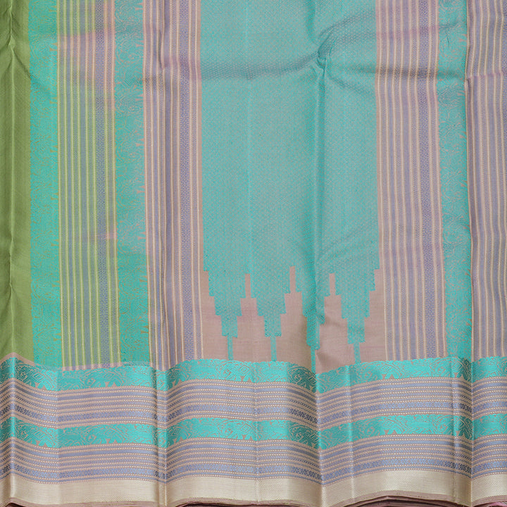 Hayagrivas Handloom Elaichi Green Kanjivaram Silk Saree with Elaichi Green Border KBF706G26-4