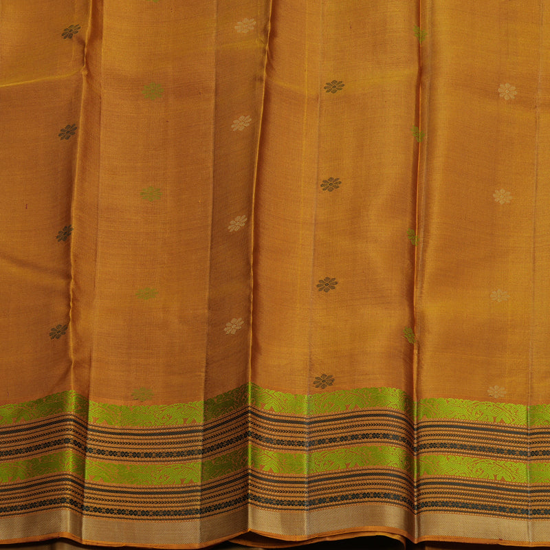 Hayagrivas Handloom Burgundy Kanjivaram Silk Saree with Honey Mustard Border KBF706G26-6