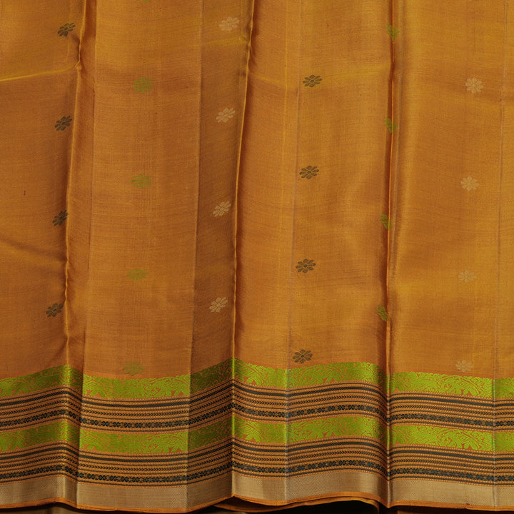 Hayagrivas Handloom Burgundy Kanjivaram Silk Saree with Honey Mustard Border KBF706G26-6