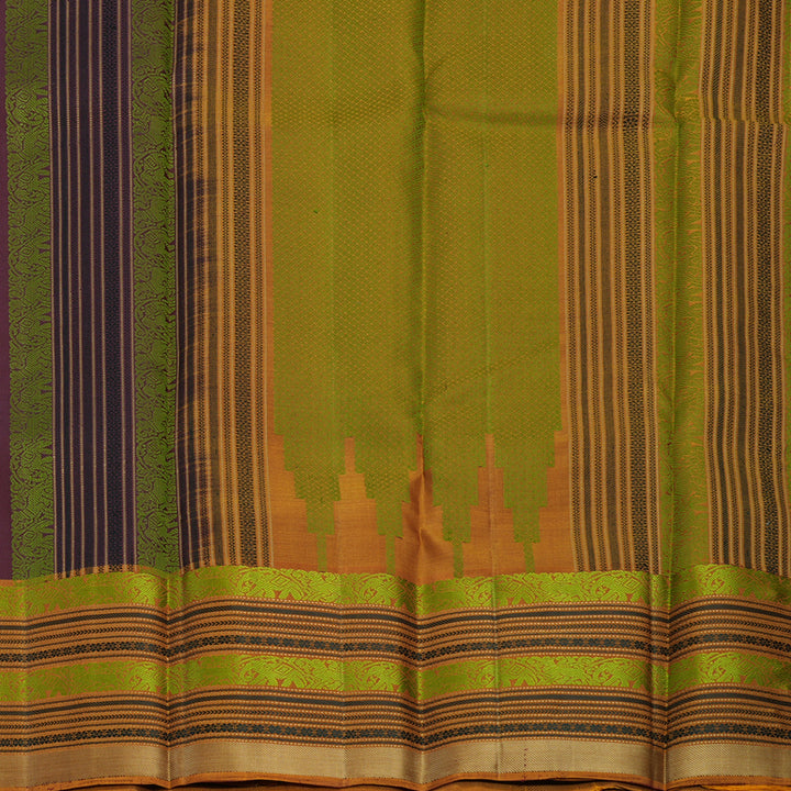 Hayagrivas Handloom Burgundy Kanjivaram Silk Saree with Honey Mustard Border KBF706G26-6