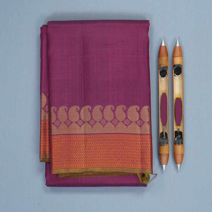 Hayagrivas Handloom Purple Kanjivaram Silk Saree with Light Brown Border KBF706G4-4