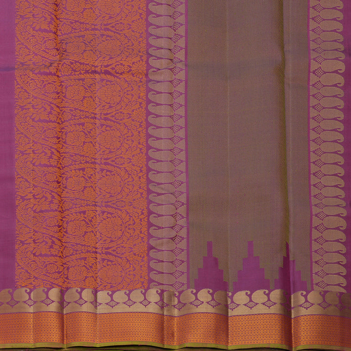 Hayagrivas Handloom Purple Kanjivaram Silk Saree with Light Brown Border KBF706G4-4