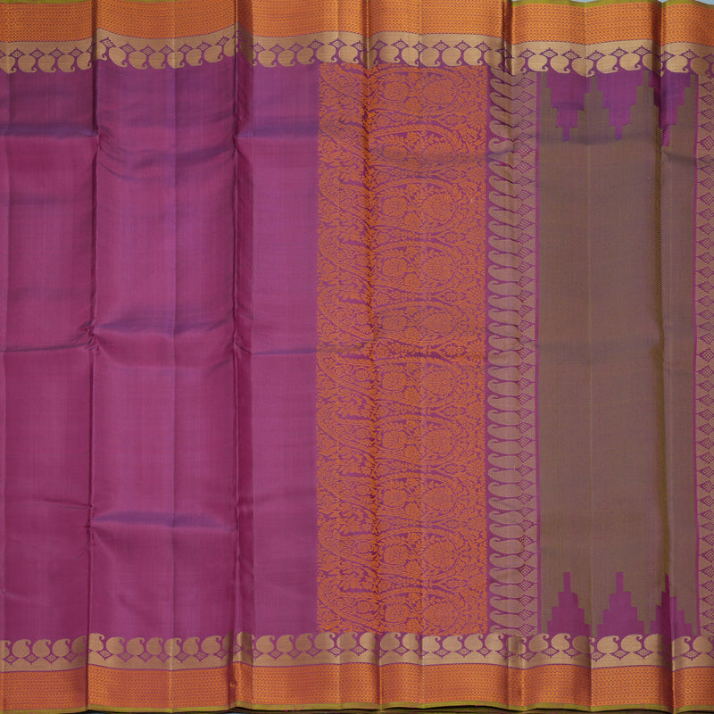 Hayagrivas Handloom Purple Kanjivaram Silk Saree with Light Brown Border KBF706G4-4
