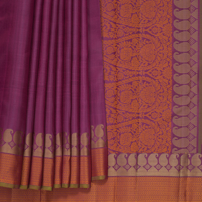 Hayagrivas Handloom Purple Kanjivaram Silk Saree with Light Brown Border KBF706G4-4