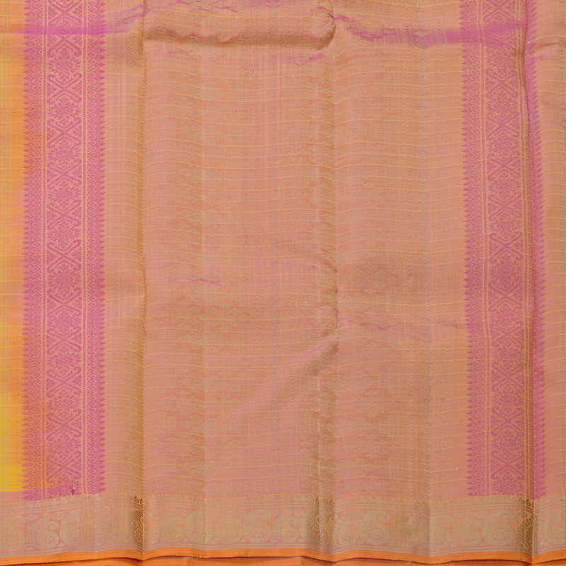 Hayagrivas Handloom Yellow Kanjivaram Silk Saree with Pink Border KBF706G7-1