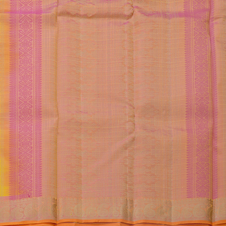 Hayagrivas Handloom Yellow Kanjivaram Silk Saree with Pink Border KBF706G7-1