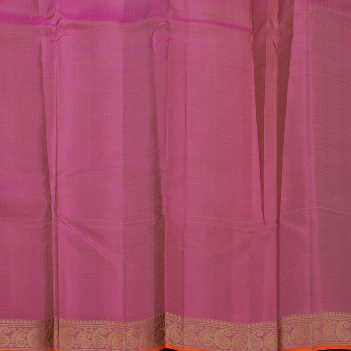 Hayagrivas Handloom Elephant Grey Kanjivaram Silk Saree with Pink Border KBF706G7-3