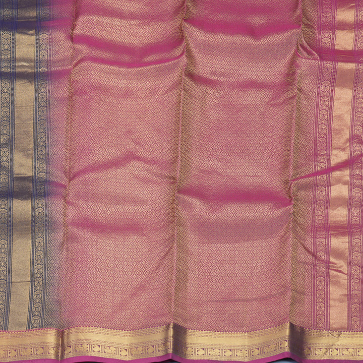 Hayagrivas Handloom Navy Blue Kanjivaram Silk Saree with Purple Border KBF707G1-12