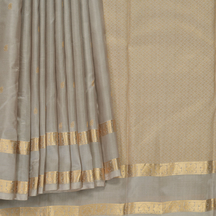 Hayagrivas Handloom Greige Kanjivaram Silk Saree KBF707G1-25