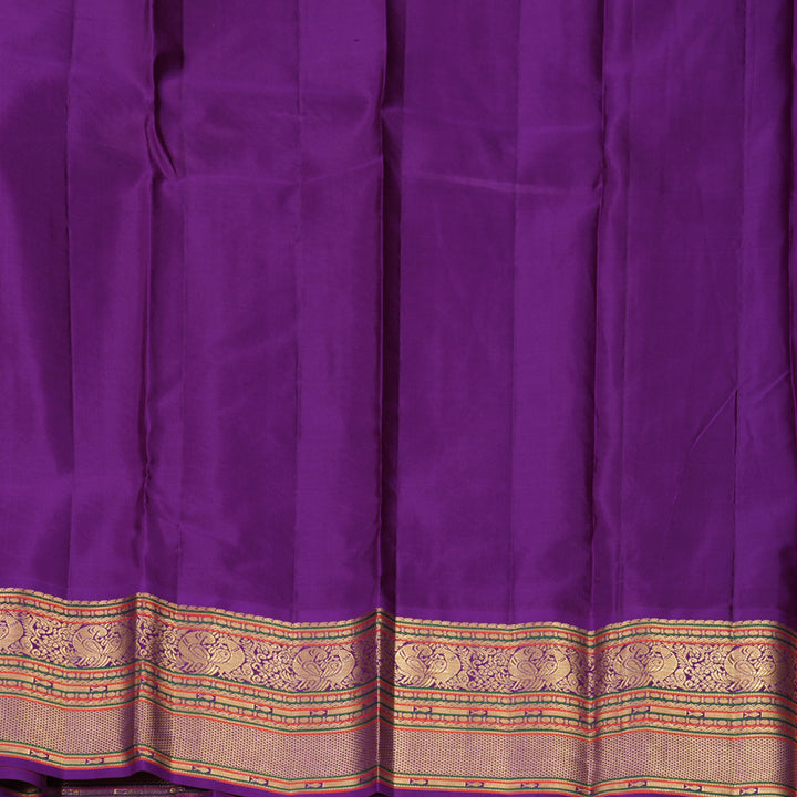 Hayagrivas Handloom Green Kanjivaram Silk Saree with Purple Border KBF707G5-1