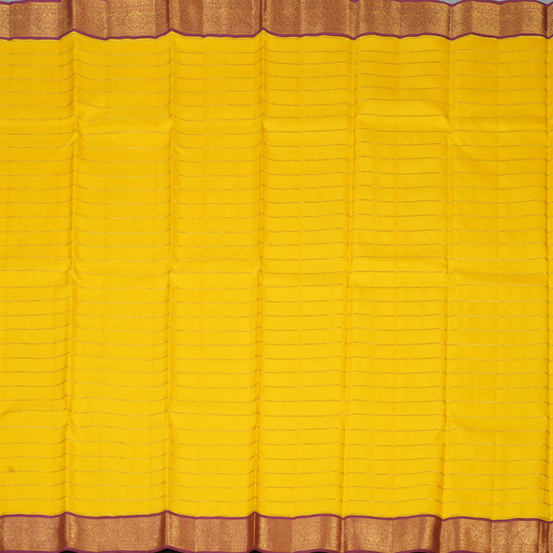 Hayagrivas Handloom Yellow Kanjivaram Silk Saree with Magenta Border KBF70D1-1