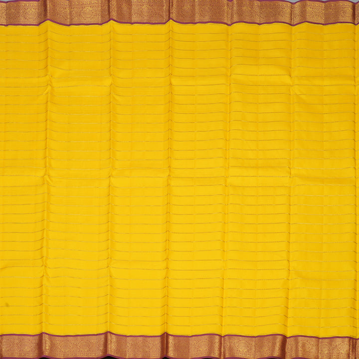 Hayagrivas Handloom Yellow Kanjivaram Silk Saree with Magenta Border KBF70D1-1