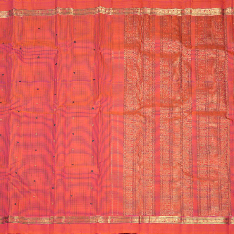 Hayagrivas Handloom Orangish-Pink Kanjivaram Silk Saree KBF711G2-1