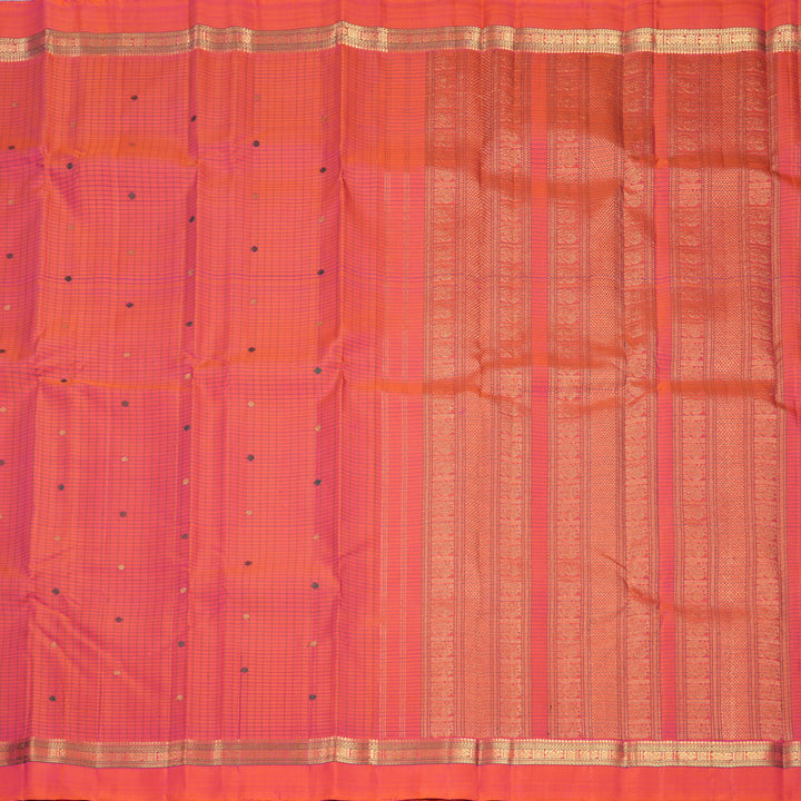 Hayagrivas Handloom Orangish-Pink Kanjivaram Silk Saree KBF711G2-1
