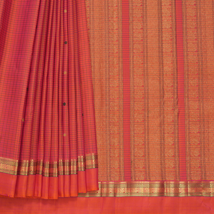 Hayagrivas Handloom Orangish-Pink Kanjivaram Silk Saree KBF711G2-1