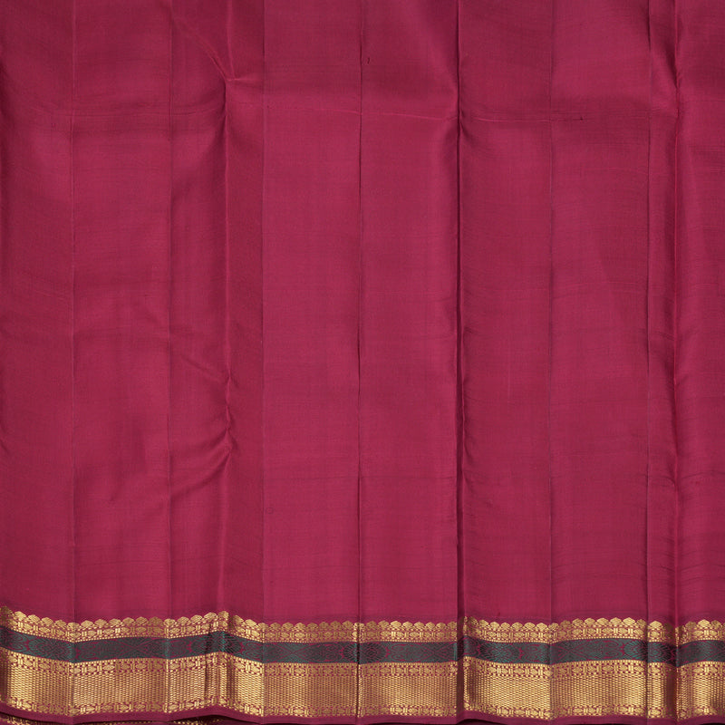 Hayagrivas Handloom Yellow Kanjivaram Silk Saree with Green &amp; Maroon Ganga Jamuna Border KBF711G6-1
