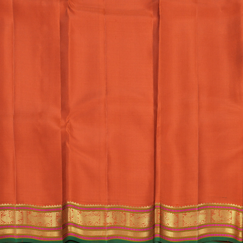 Hayagrivas Handloom Yellow Kanjivaram Silk Saree with Rust Orange Border KBF711G6-2