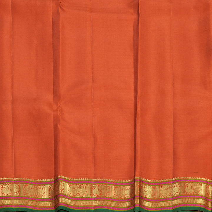 Hayagrivas Handloom Yellow Kanjivaram Silk Saree with Rust Orange Border KBF711G6-2