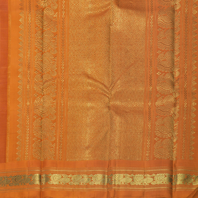 Hayagrivas Handloom Maroon Kanjivaram Silk Saree with Deep Orange Border KBF712G2-1