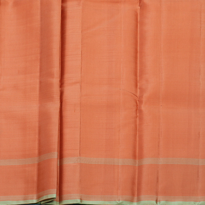 Hayagrivas Handloom Mild Yellow Kanjivaram Silk Saree with Peach Orange Border KBF713G1-3