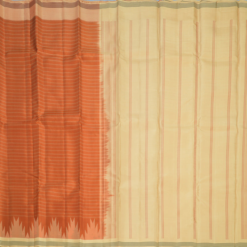 Hayagrivas Handloom Rust Orange Kanjivaram Silk Saree with Sandal Border KBF713G4-1