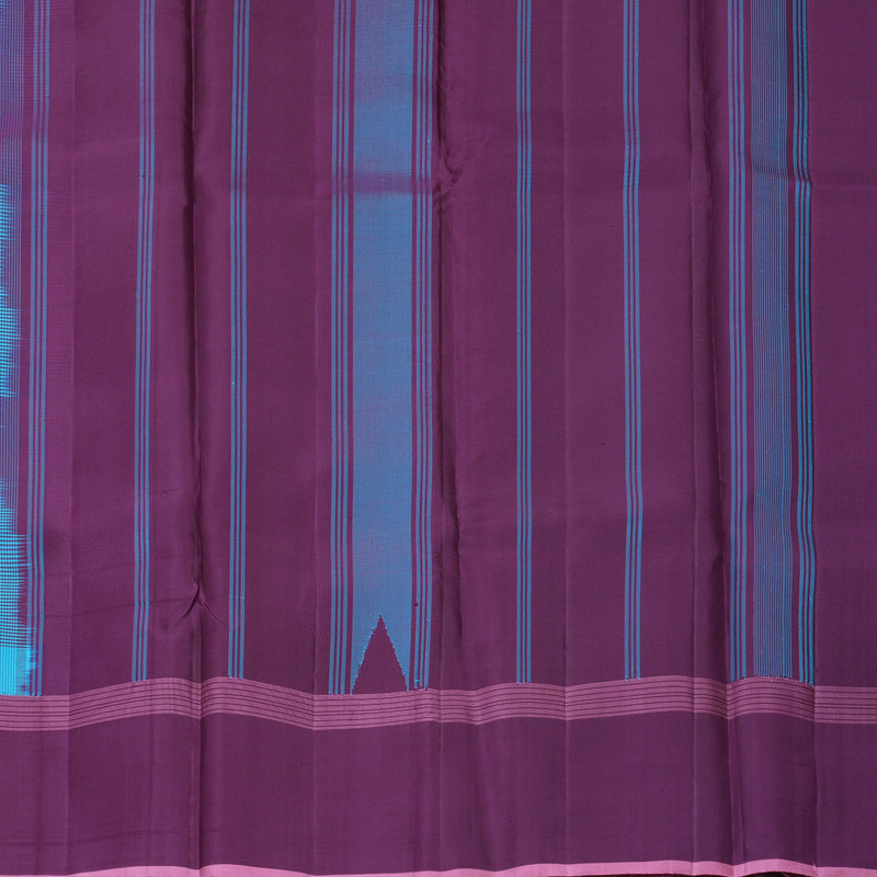 Hayagrivas Handloom Sky Blue &amp; Plum Purple (Zasa Zasa Kattam) Kanjivaram Silk Saree KBF713G5-2