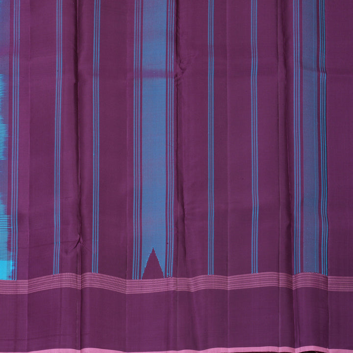 Hayagrivas Handloom Sky Blue &amp; Plum Purple (Zasa Zasa Kattam) Kanjivaram Silk Saree KBF713G5-2