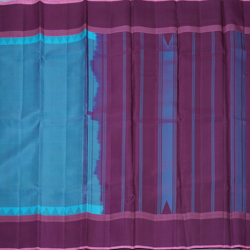 Hayagrivas Handloom Sky Blue &amp; Plum Purple (Zasa Zasa Kattam) Kanjivaram Silk Saree KBF713G5-2