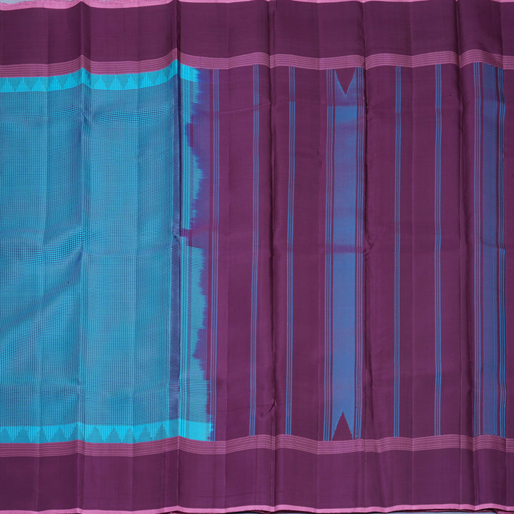 Hayagrivas Handloom Sky Blue &amp; Plum Purple (Zasa Zasa Kattam) Kanjivaram Silk Saree KBF713G5-2