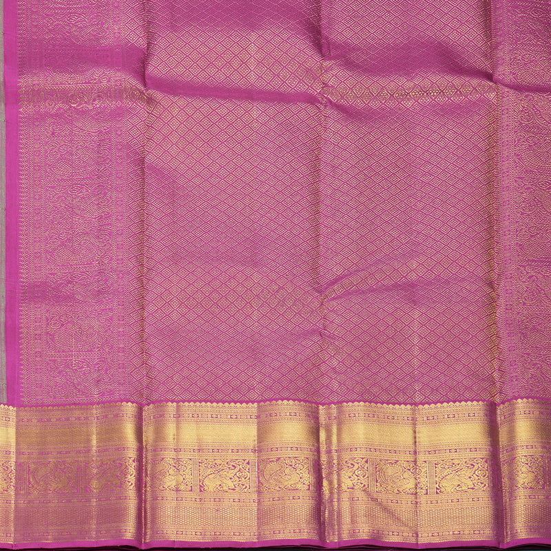 Hayagrivas Handloom Neon Green Kanjivaram Silk Saree with Purple Border KBF715G1-1