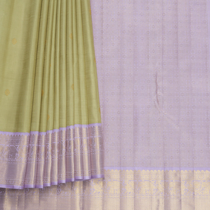 Hayagrivas Handloom Beige Kanjivaram Silk Saree with Lilac Border KBF715G2-2