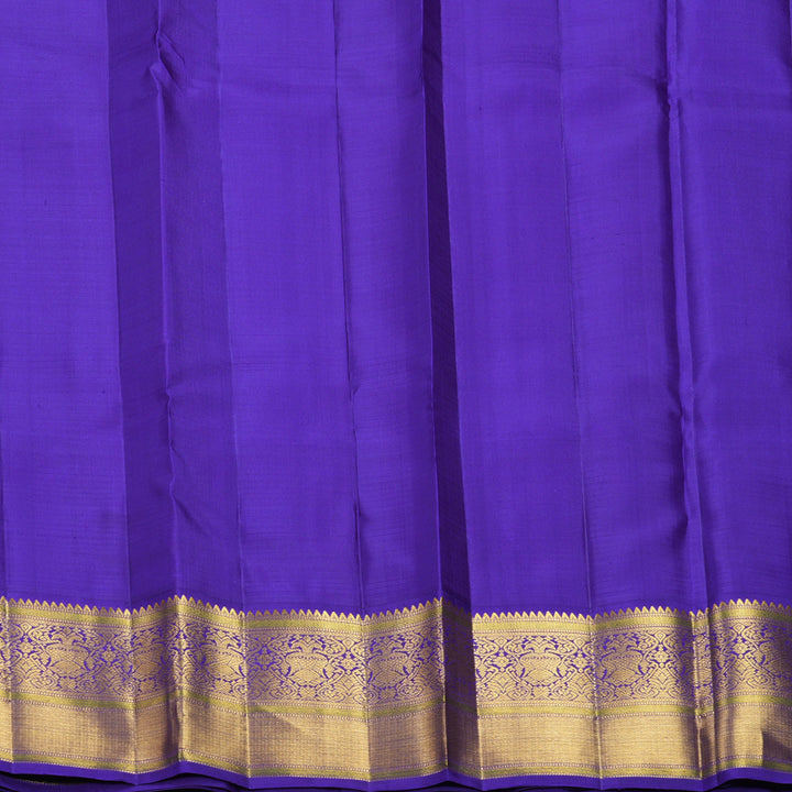 Hayagrivas Handloom Mild Peach Pink Kanjivaram Silk Saree with Purplish-Blue Border KBF715G2-3