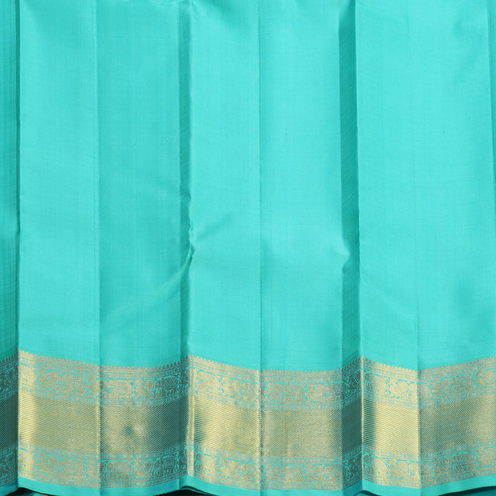 Hayagrivas Handloom Rani Pink Kanjivaram Silk Saree with Sea Blue Border KBF715G4-1