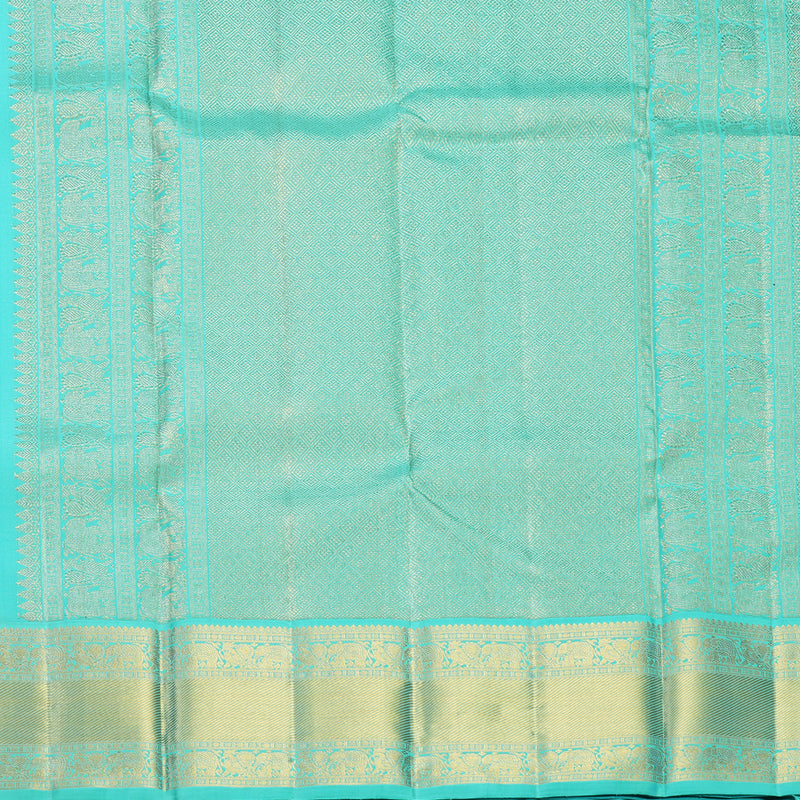 Hayagrivas Handloom Rani Pink Kanjivaram Silk Saree with Sea Blue Border KBF715G4-1