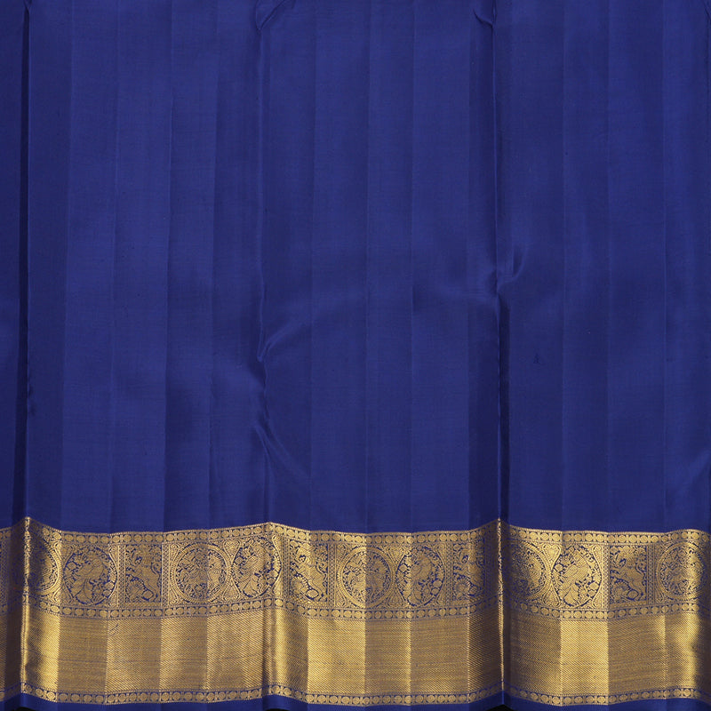 Hayagrivas Handloom Bright Teal Kanjivaram Silk Saree with Purplish-Blue Border KBF715G5-1